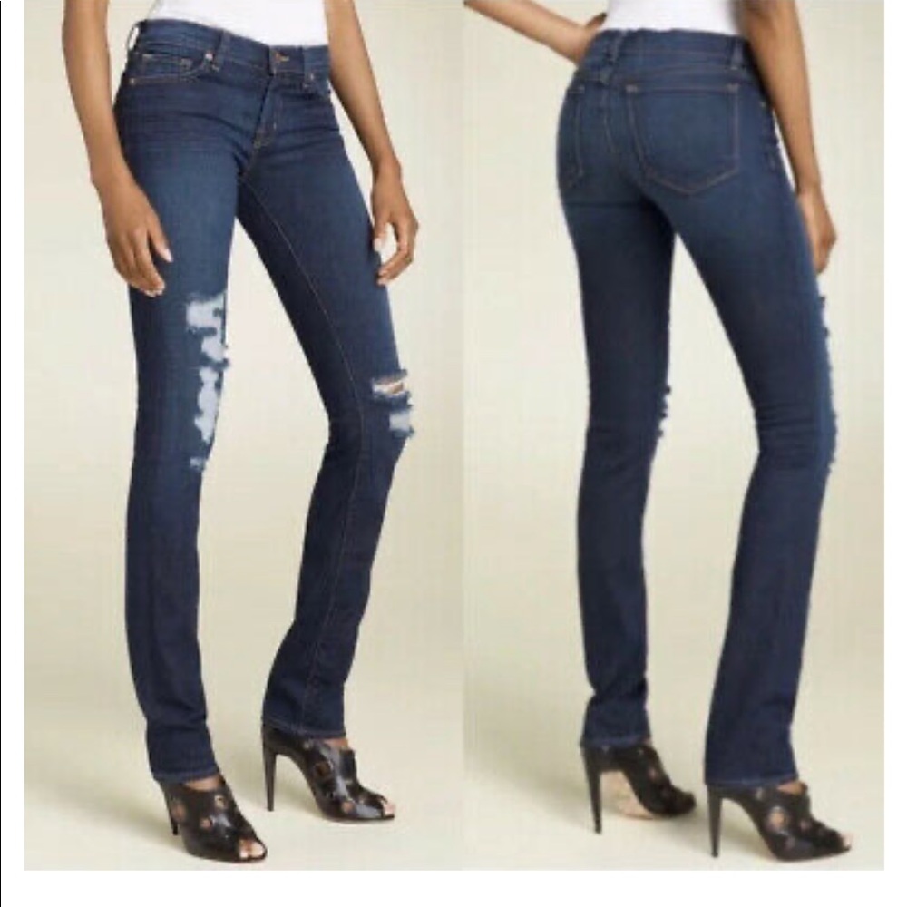 J Brand Distressed Low Rise Pencil Leg Jean